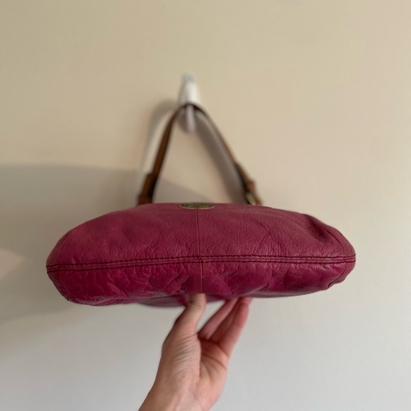 Fossil Pebbled Italian Leather Hobo Purse Rare  Bubble Gum Barbie Core Pink - Picture 7 of 8